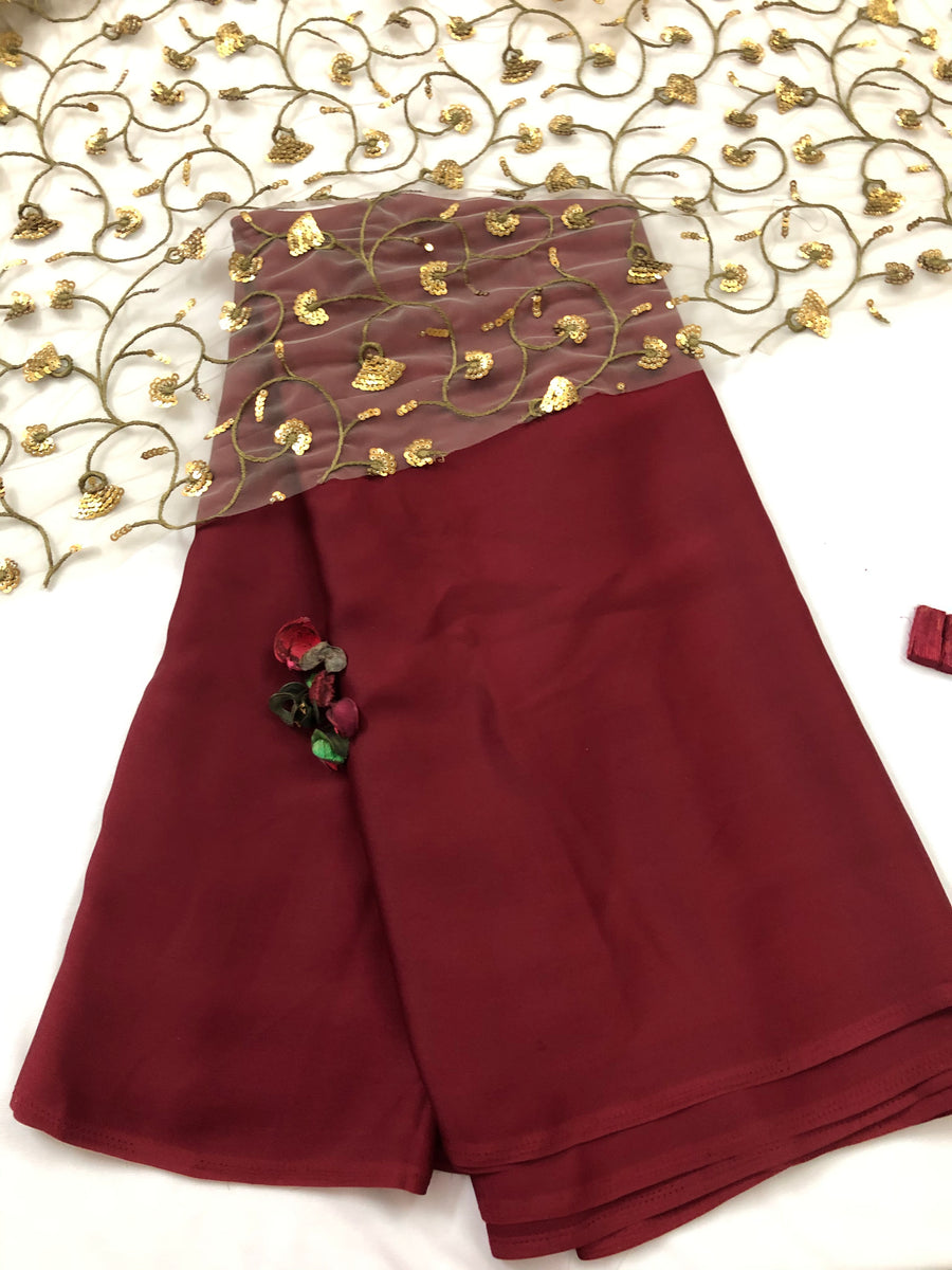 Semi silk saree with embroidered blouse