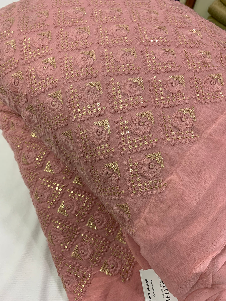 Embroidery on pure georgette fabric