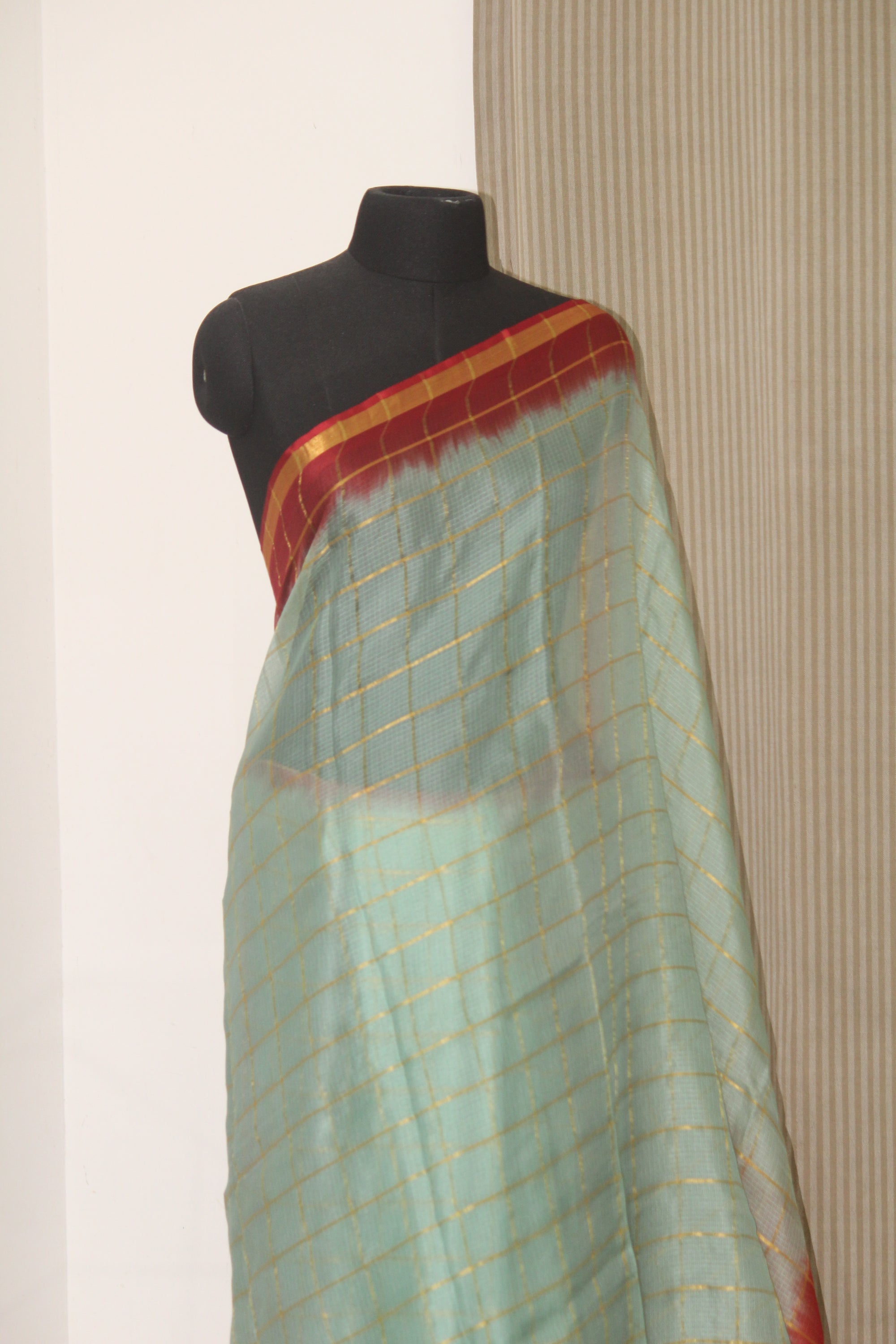 Pure kota silk saree with zari checks