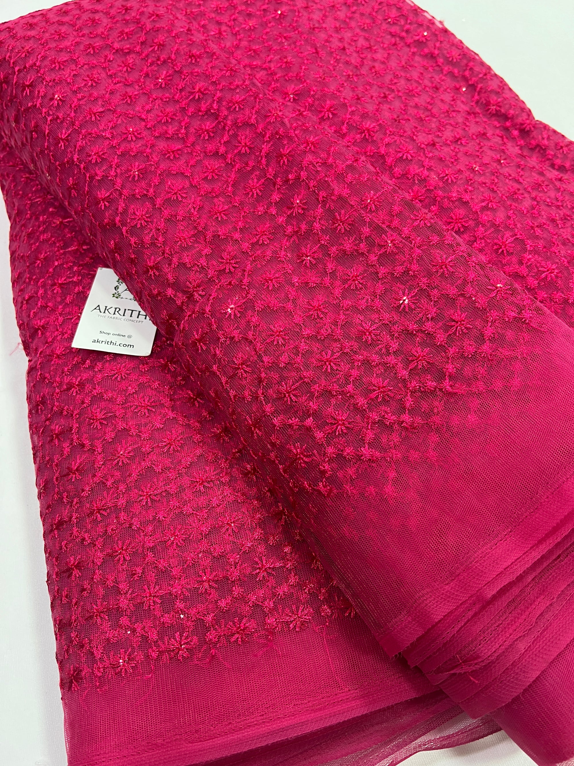 Embroidery on net fabric