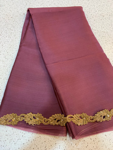 Pure silk satin organza saree with zardosi border