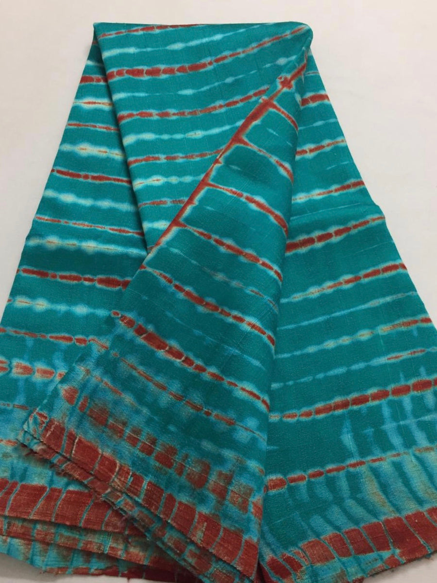 Tie and dye pure raw silk saree