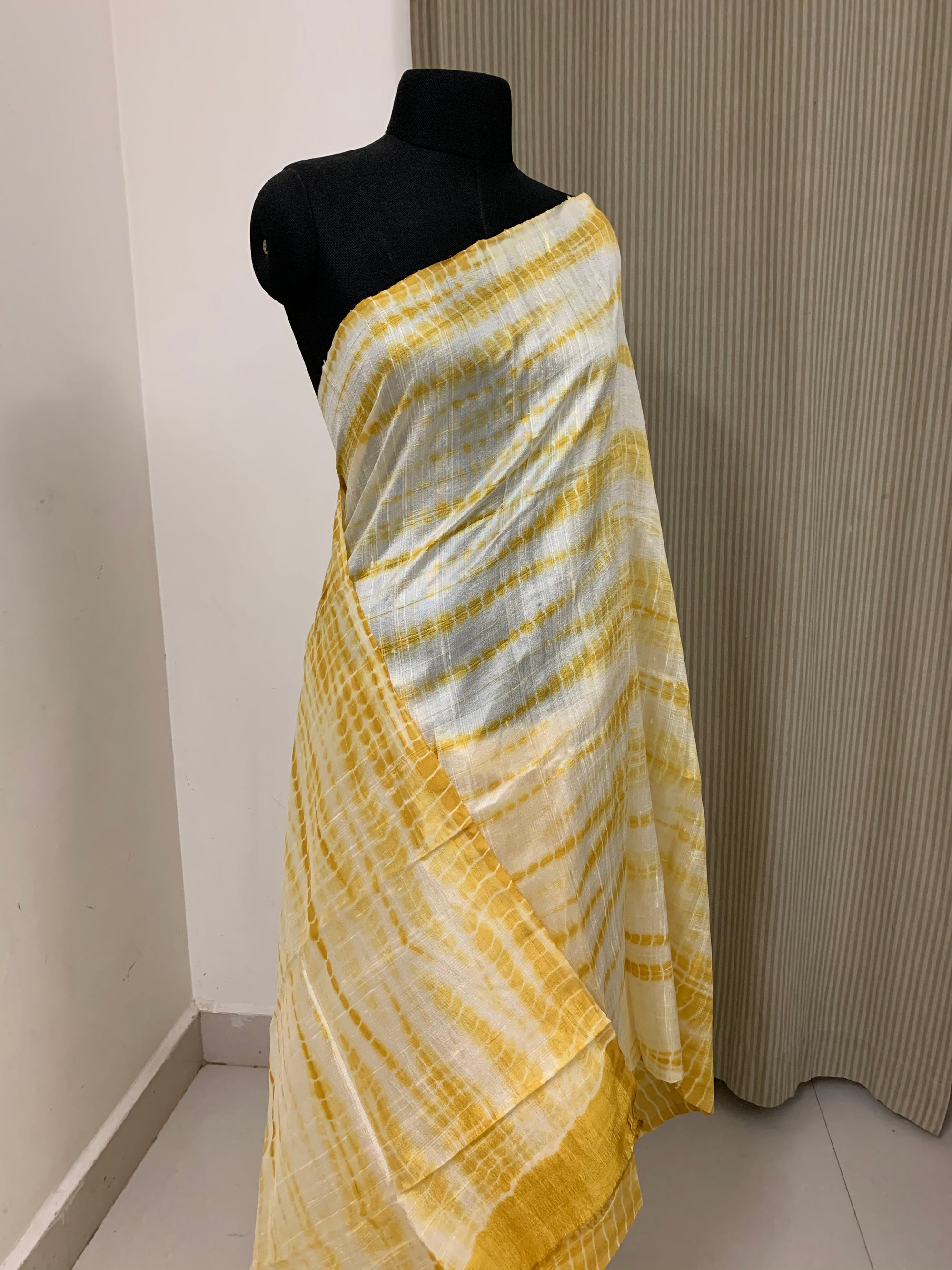 Pure dupion raw silk shibori tie and dye saree