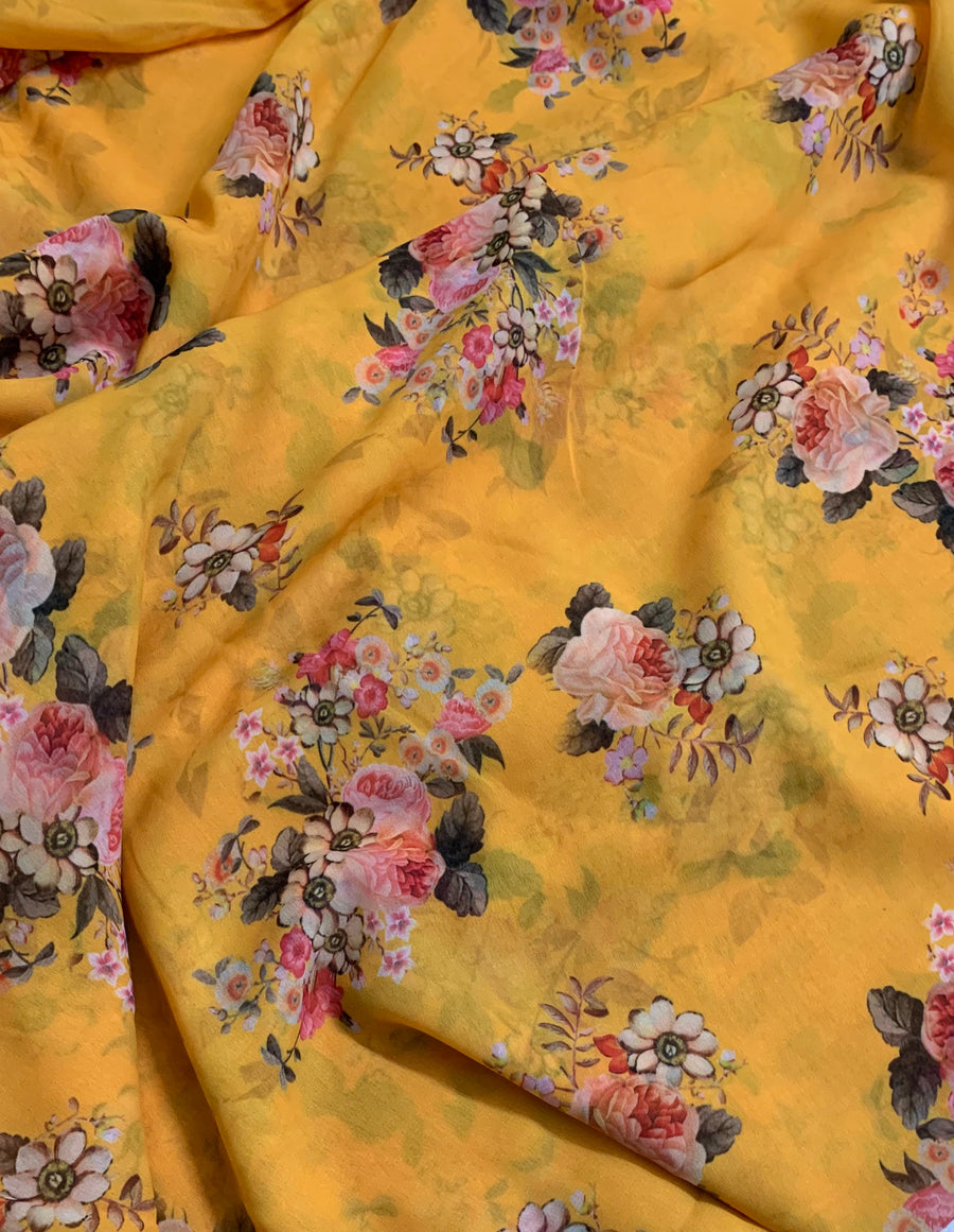 Digital floral Printed georgette fabric