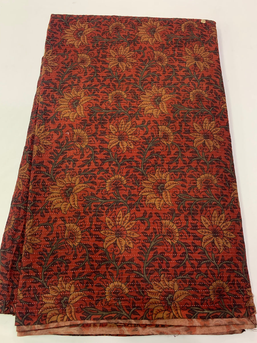 Hand block Kalamkari Printed Kantha pure cotton fabric