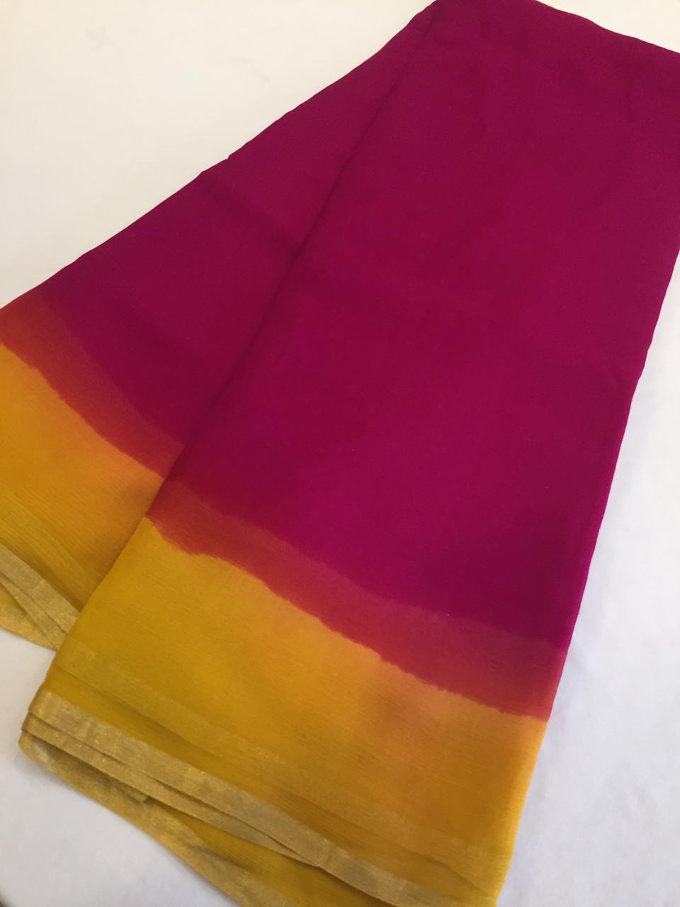 Double shaded pure silk chiffon saree