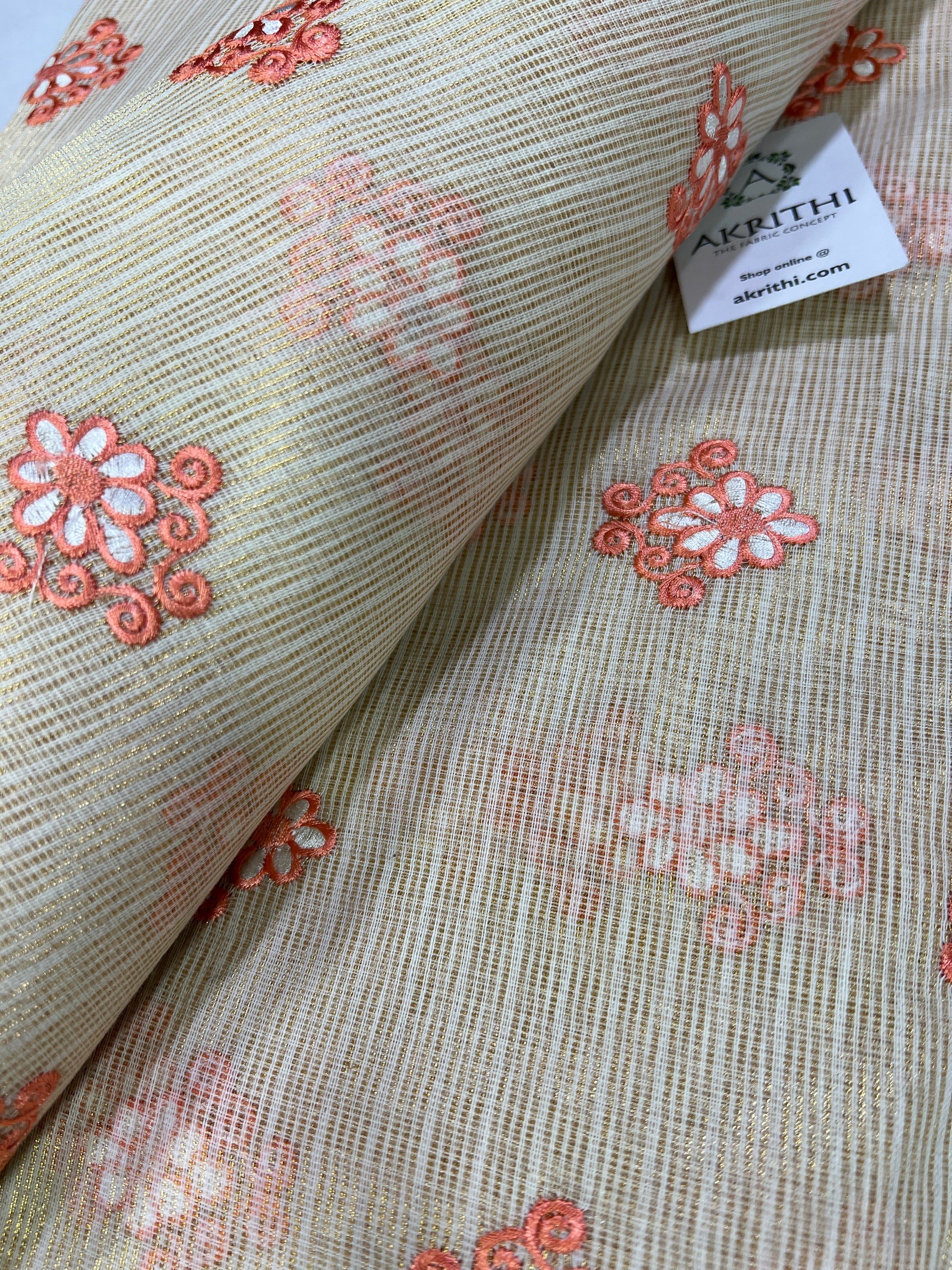 Pure Kota tissue embroidered fabric