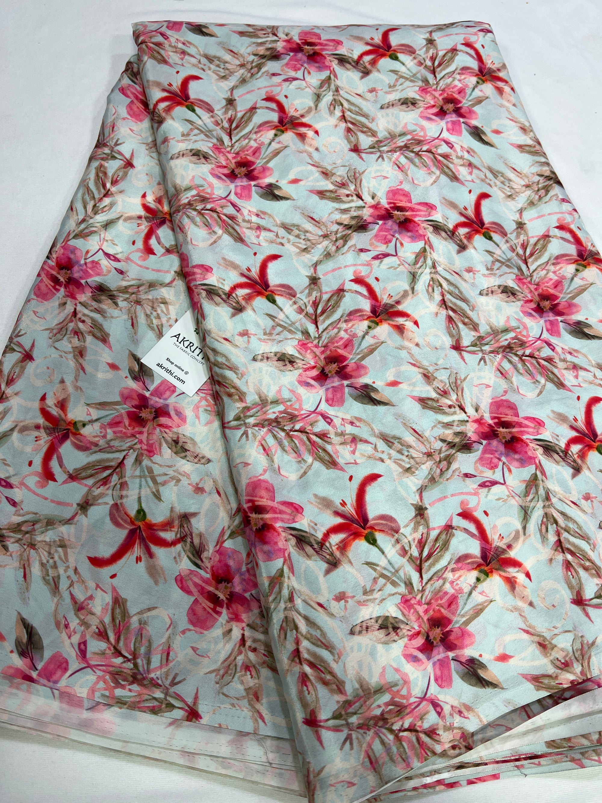 Digital floral printed crepe fabric