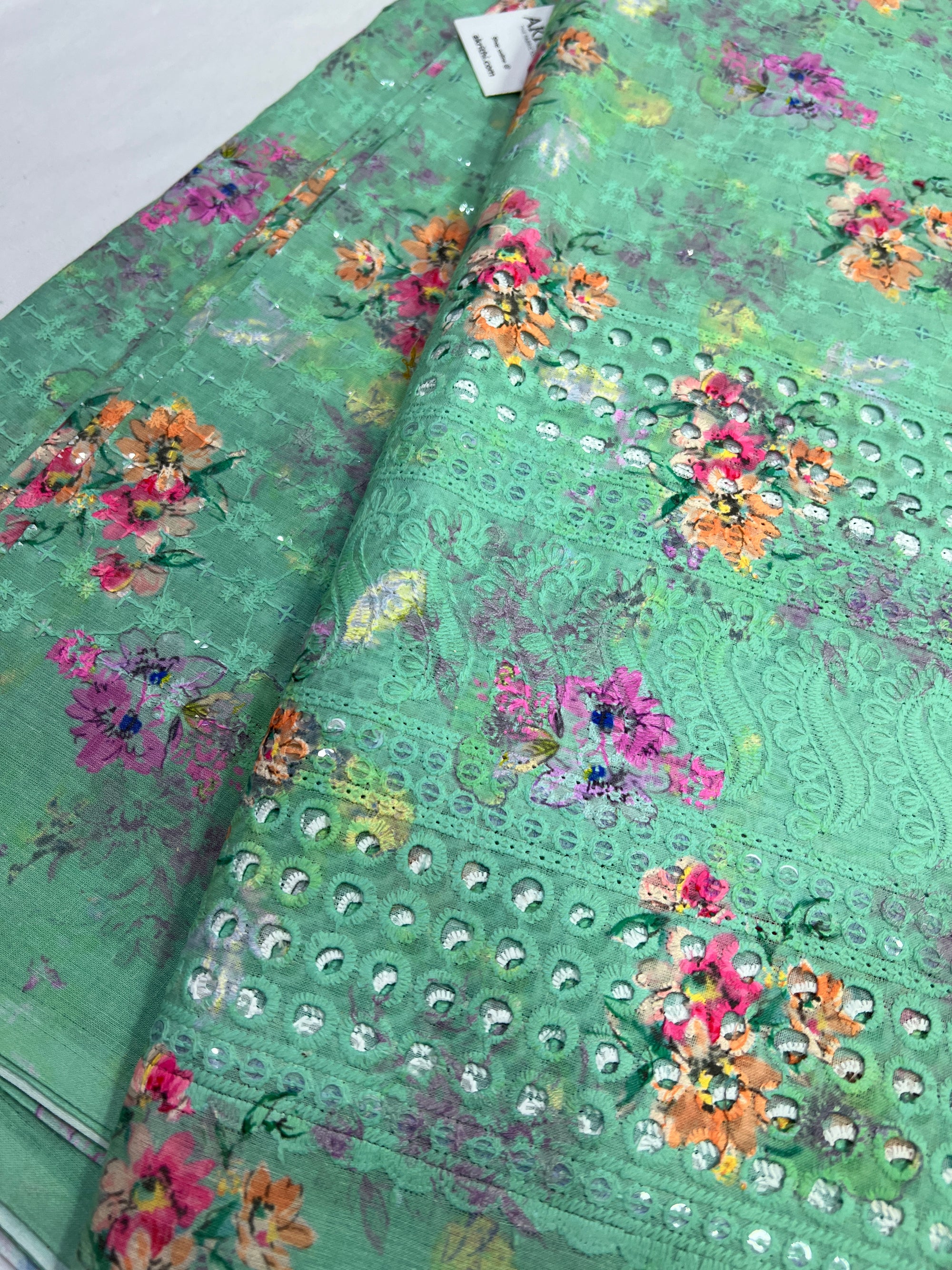 Hakoba printed Cotton schiffli fabric