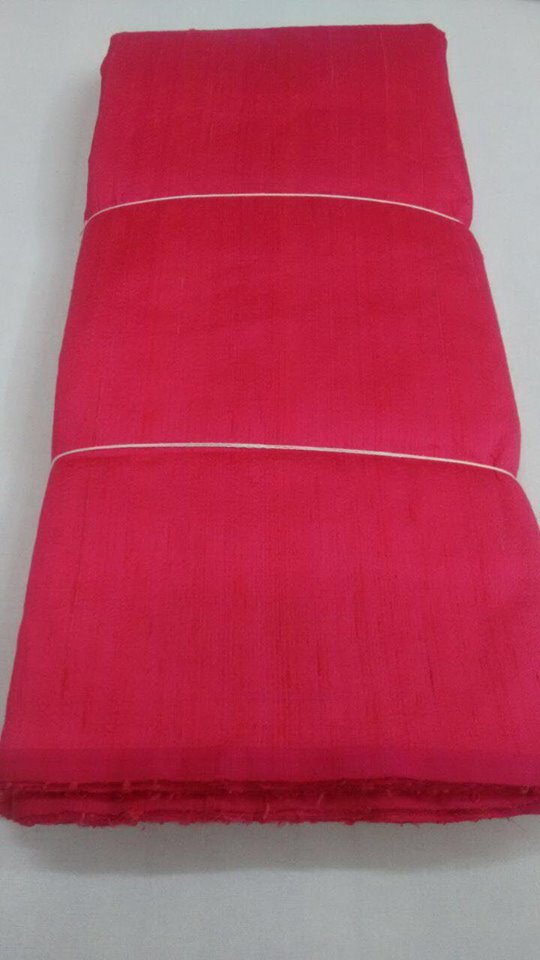 Dual tone dupion pure raw silk 100 grams - Rani and Red colour