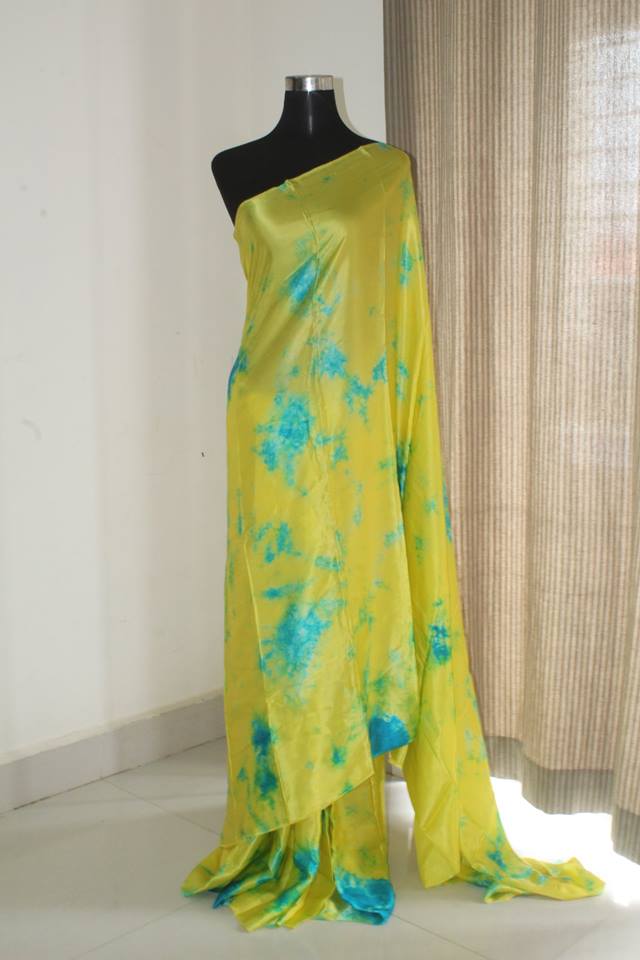 Shibori pure silk satin saree