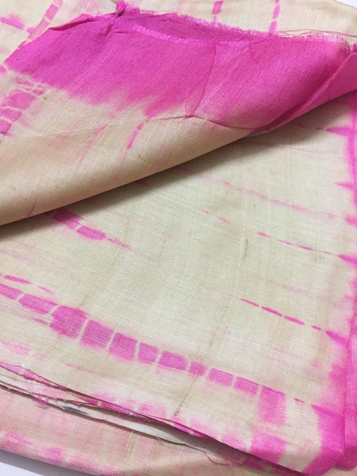 Pure raw silk kurta with tie and dye tussar silk dupatta