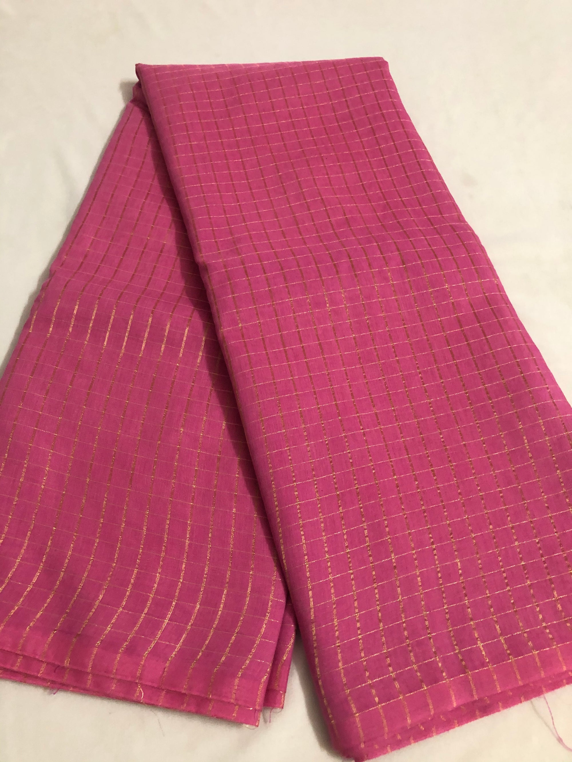 Silk cotton zari checks saree