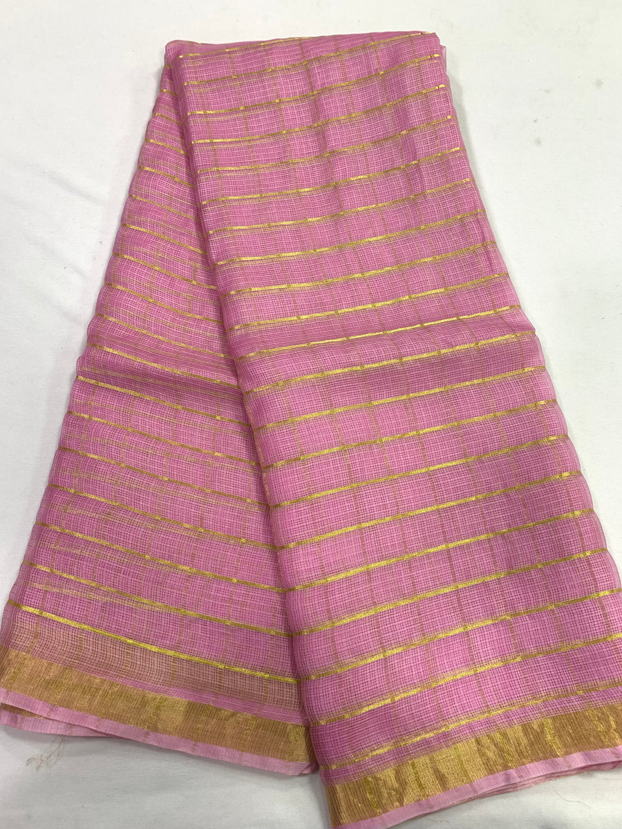 Pure kota silk saree with zari checks