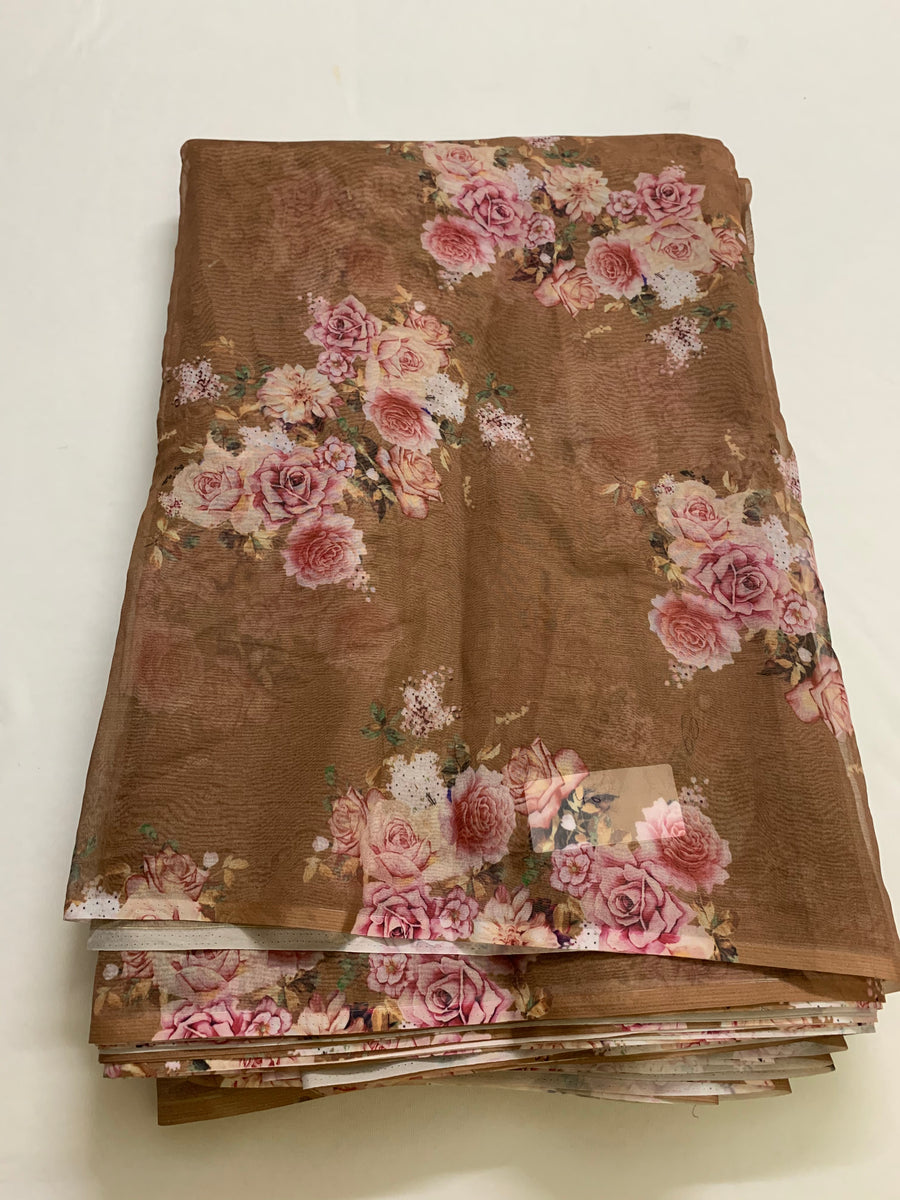 Digital floral Printed organza fabric 1 metres cut