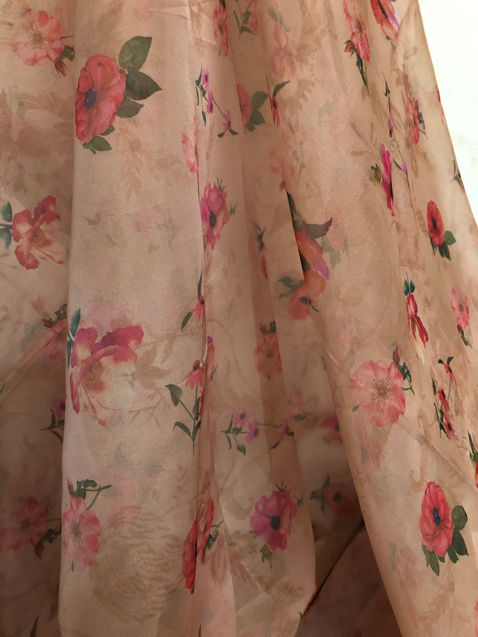 Digital floral Printed organza fabric