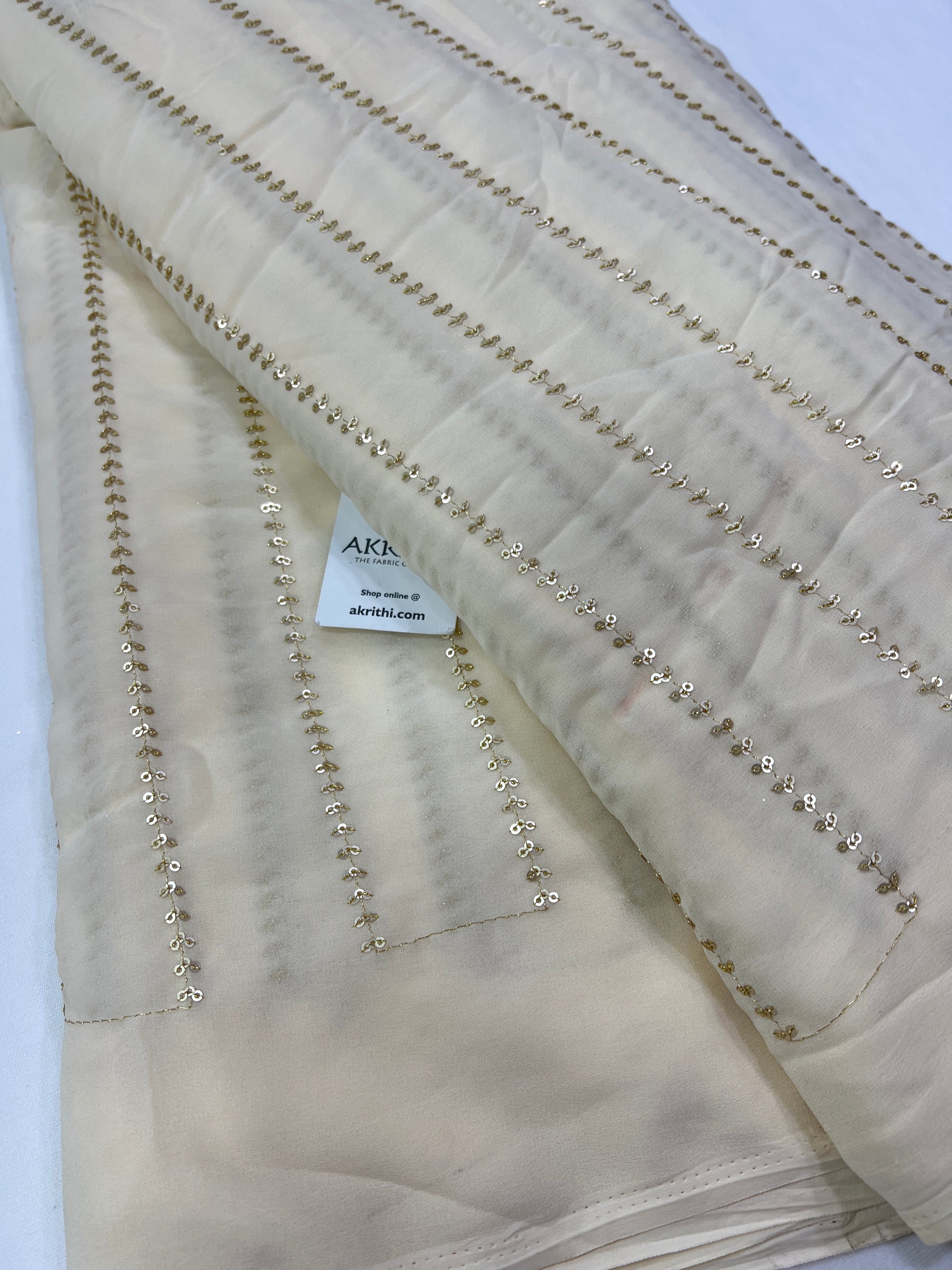 Embroidery on Sandal colour Georgette fabric