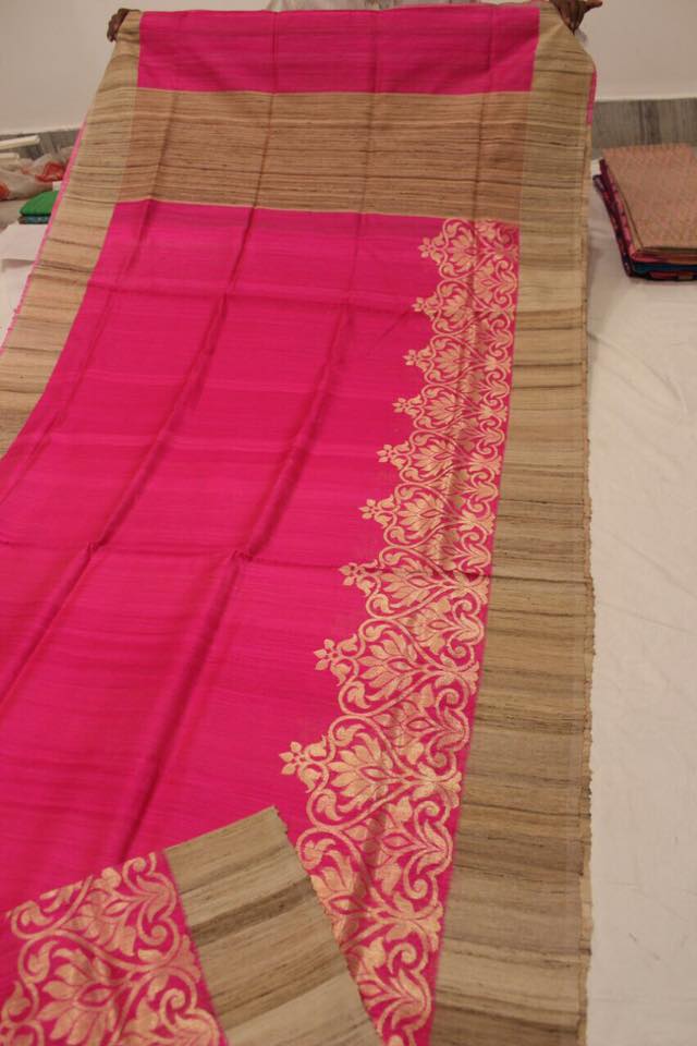 Handloom pure raw silk saree