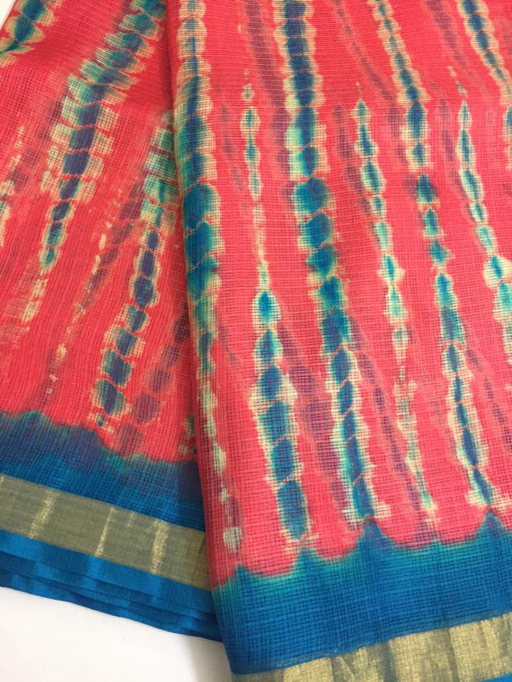 Tie and dye pure kota silk saree