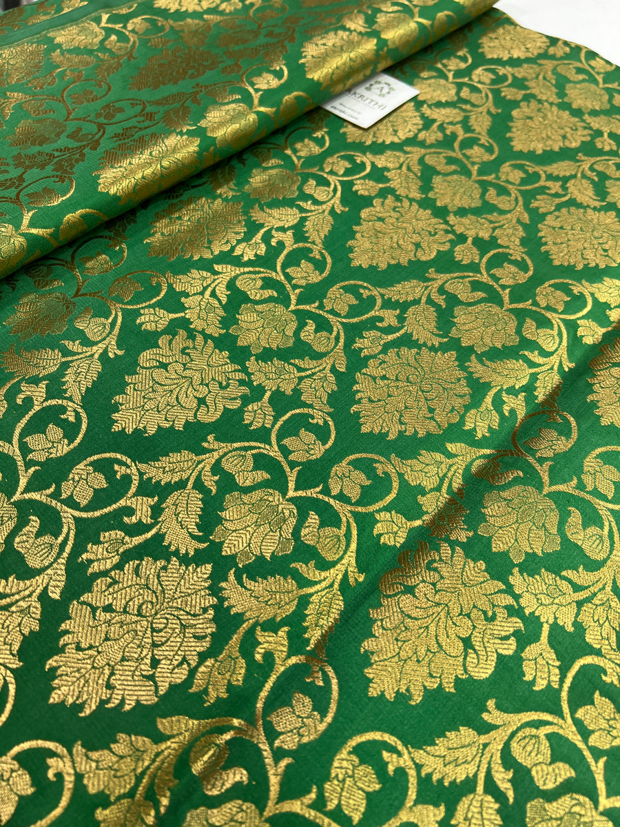 Banarasi brocade fabric green