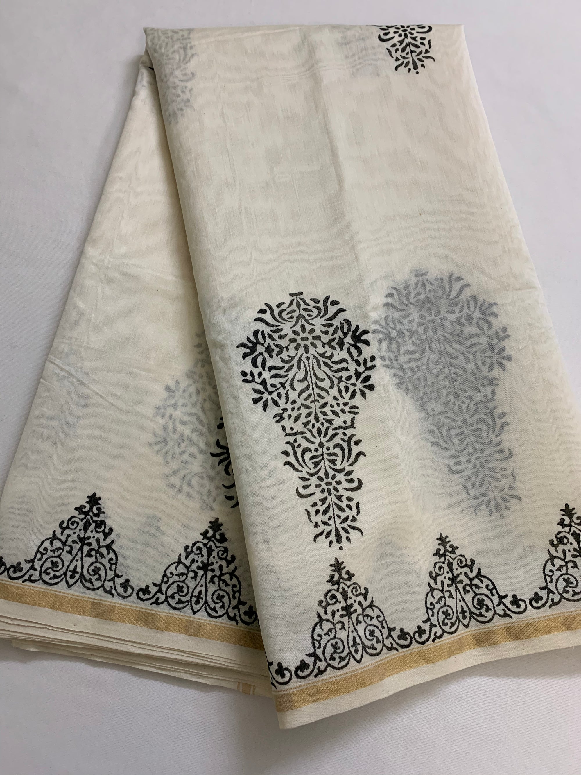 Block printed Pure chanderi saree