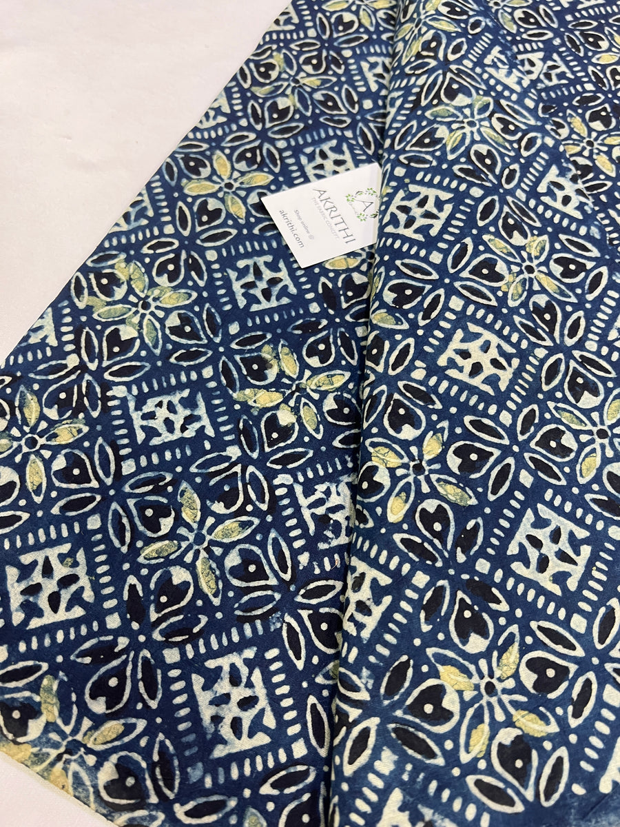 Hand block Printed ajrakh pure cotton fabric