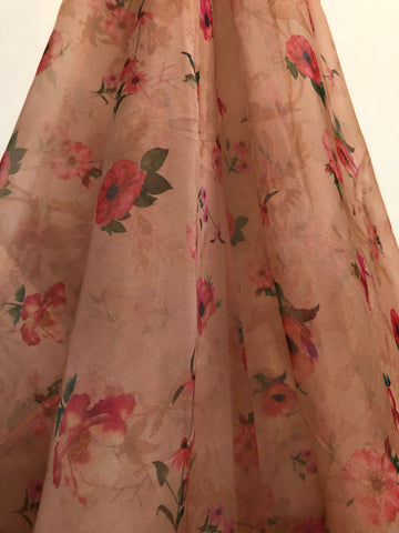 Digital floral Printed organza fabric