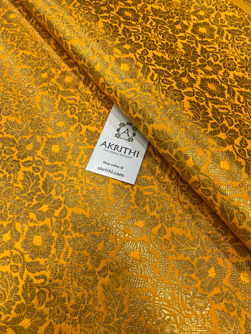 Handloom Banarasi brocade fabric yellow colour