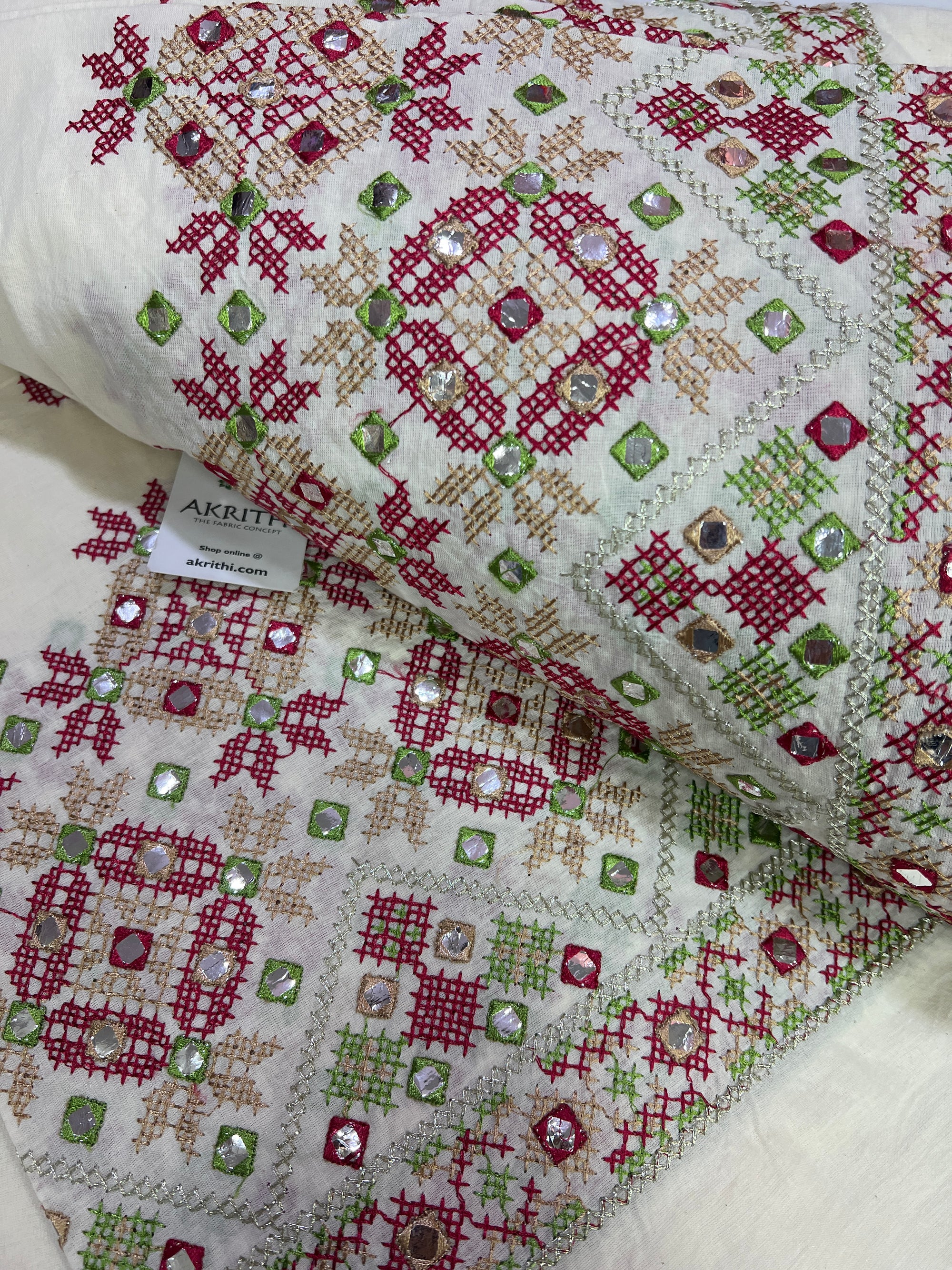 Pure cotton embroidered fabric