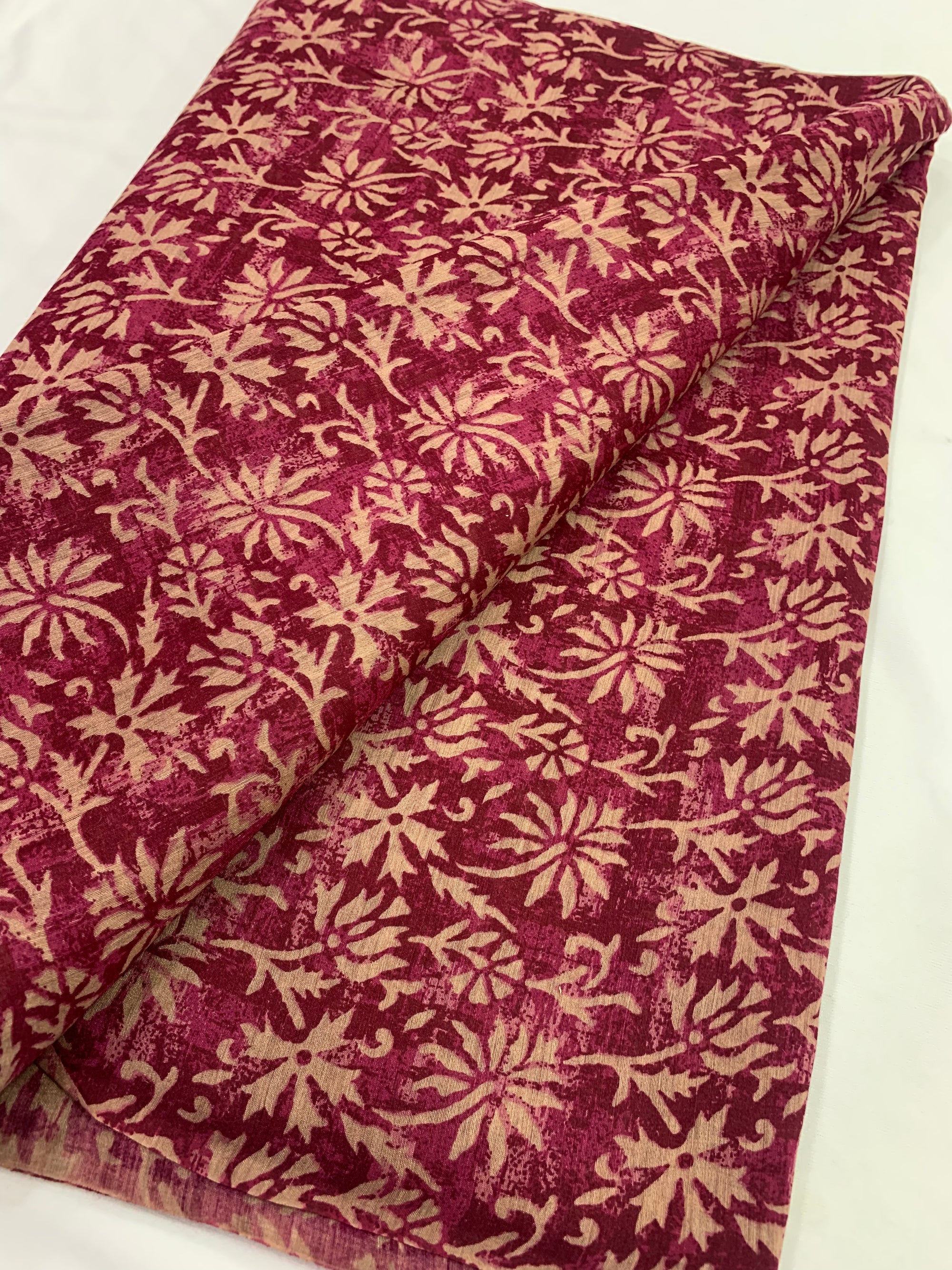 Printed handloom pure munga silk fabric