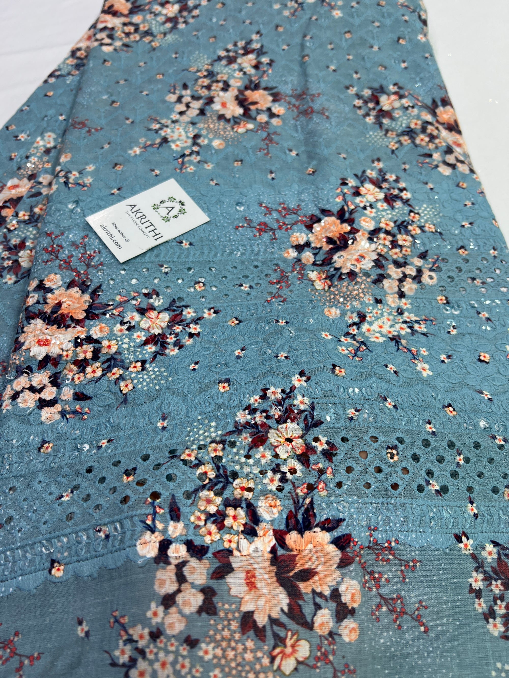 Hakoba printed Cotton schiffli fabric