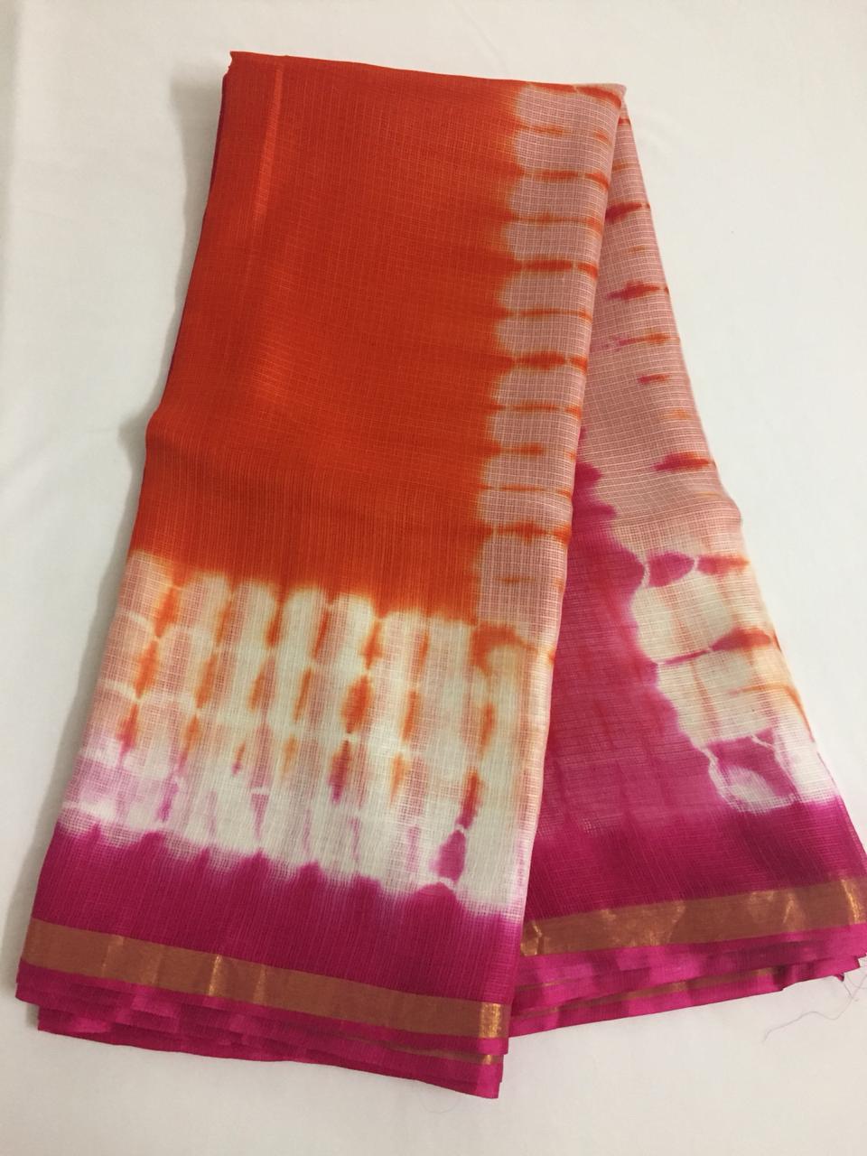 Tie and dye pure kota silk saree