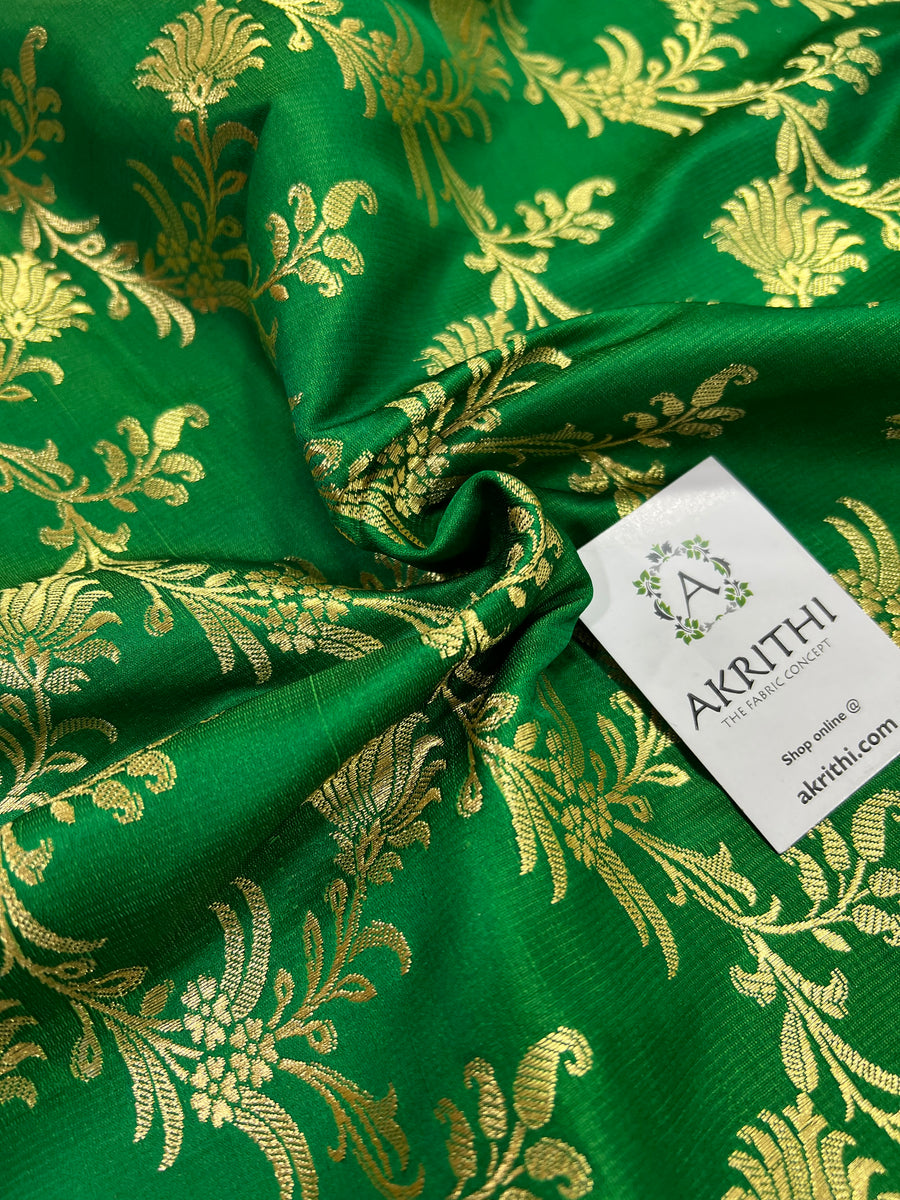 Banarasi brocade fabric green