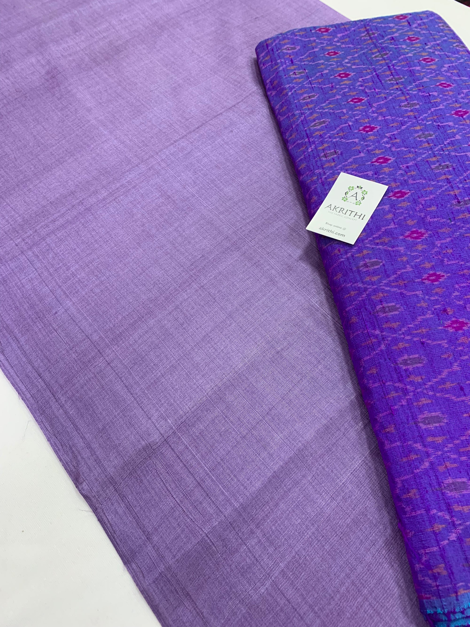 Pure tussar silk saree with pure silk ikat blouse