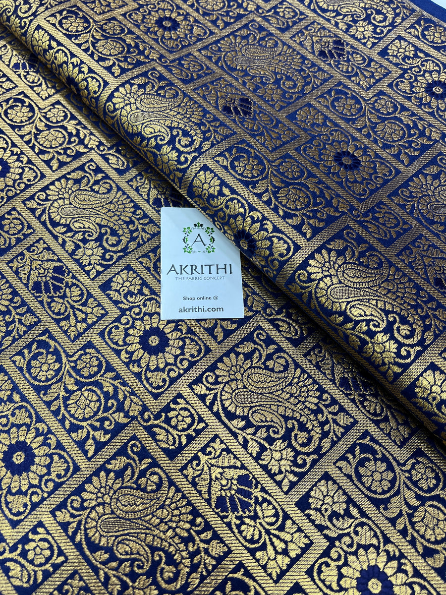 Banarasi brocade fabric navy blue