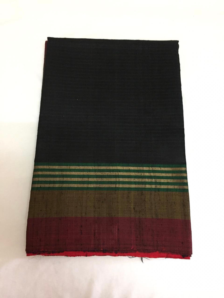 Handloom pure raw silk saree with contrast border