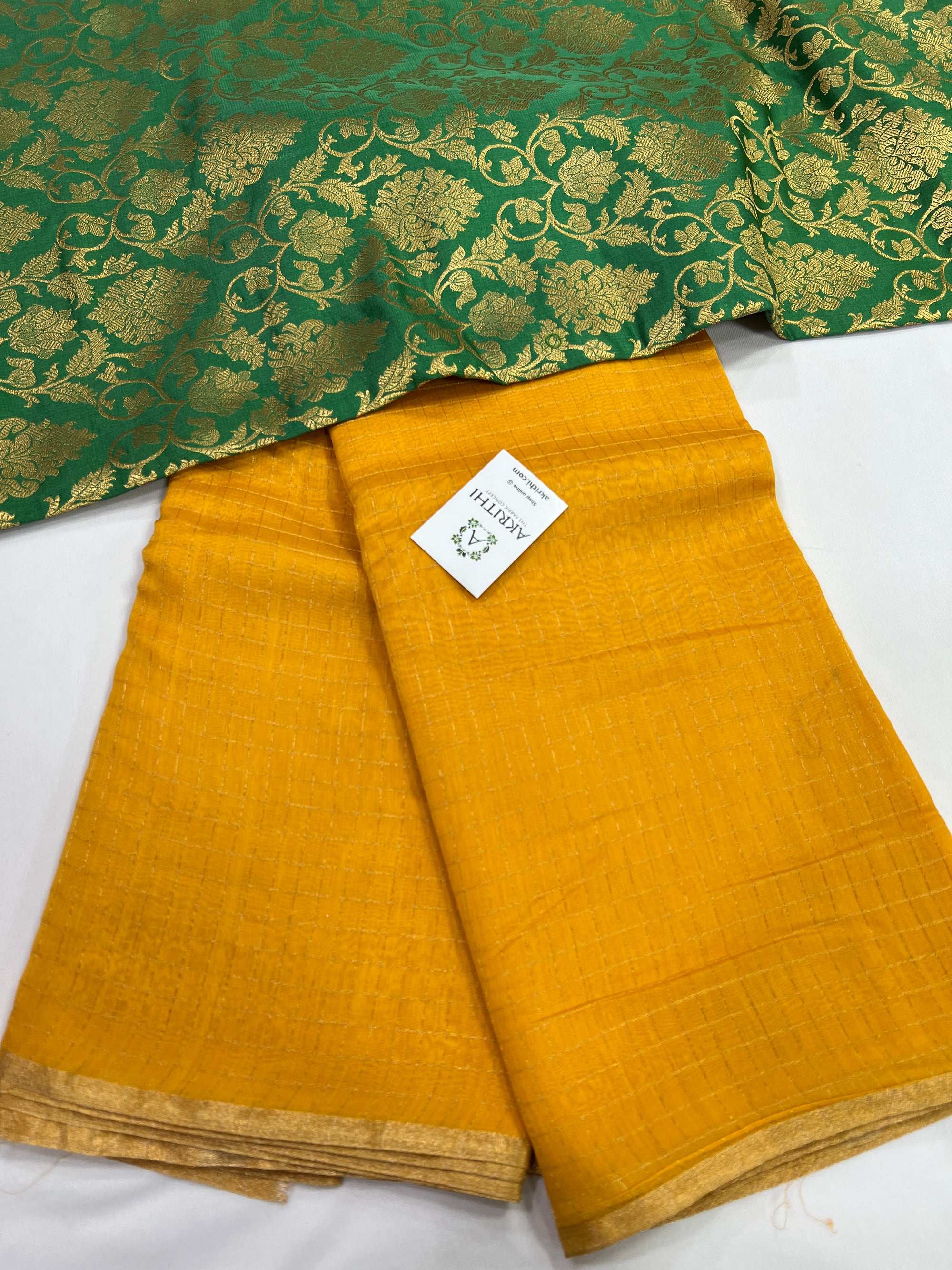 Pure chanderi checks saree with banarasi blouse