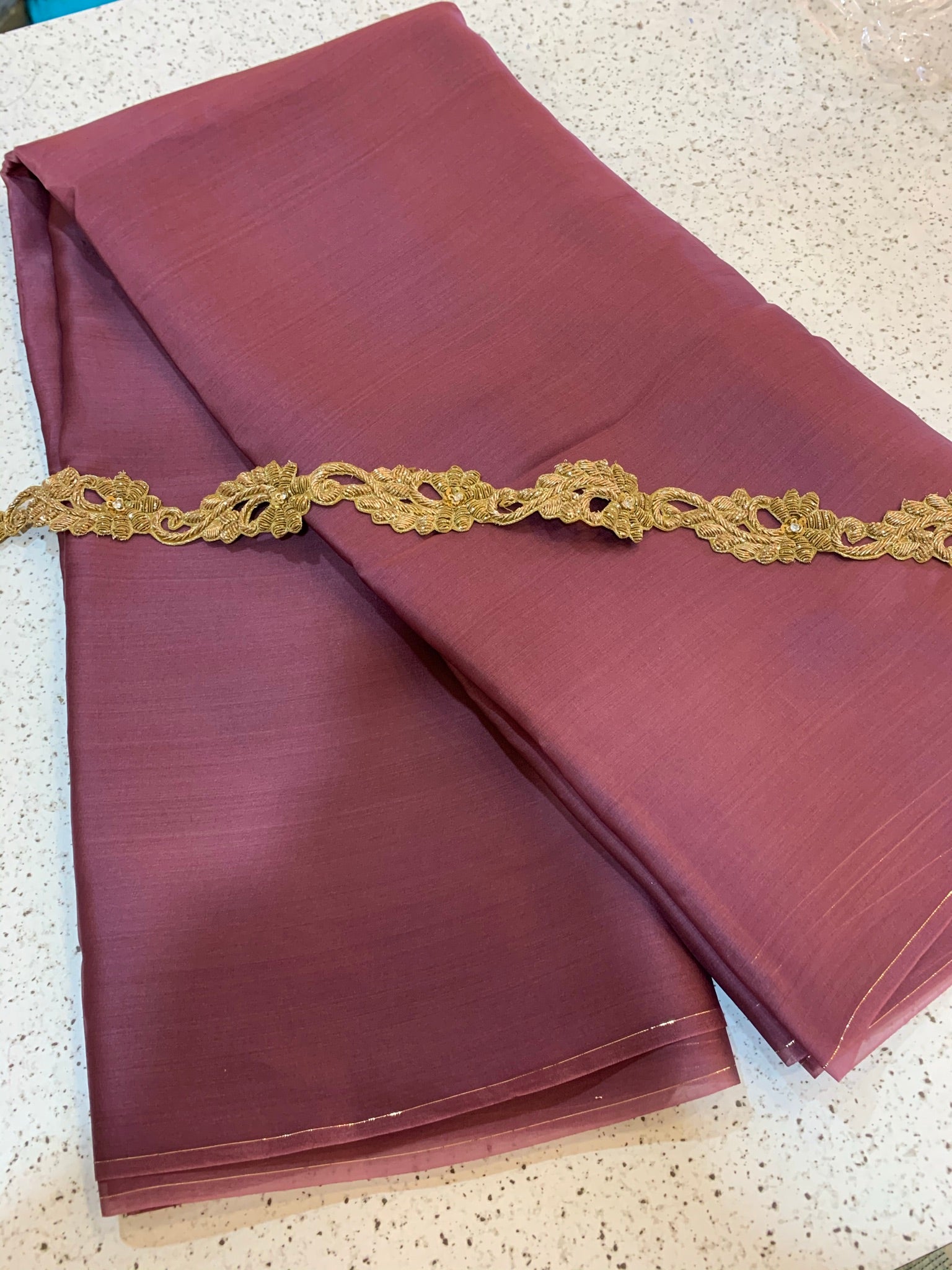 Pure silk satin organza saree with zardosi border