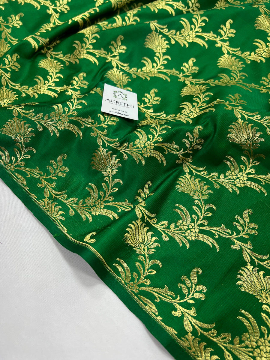 Banarasi brocade fabric green