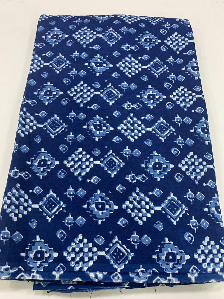 Printed indigo pure cotton fabric