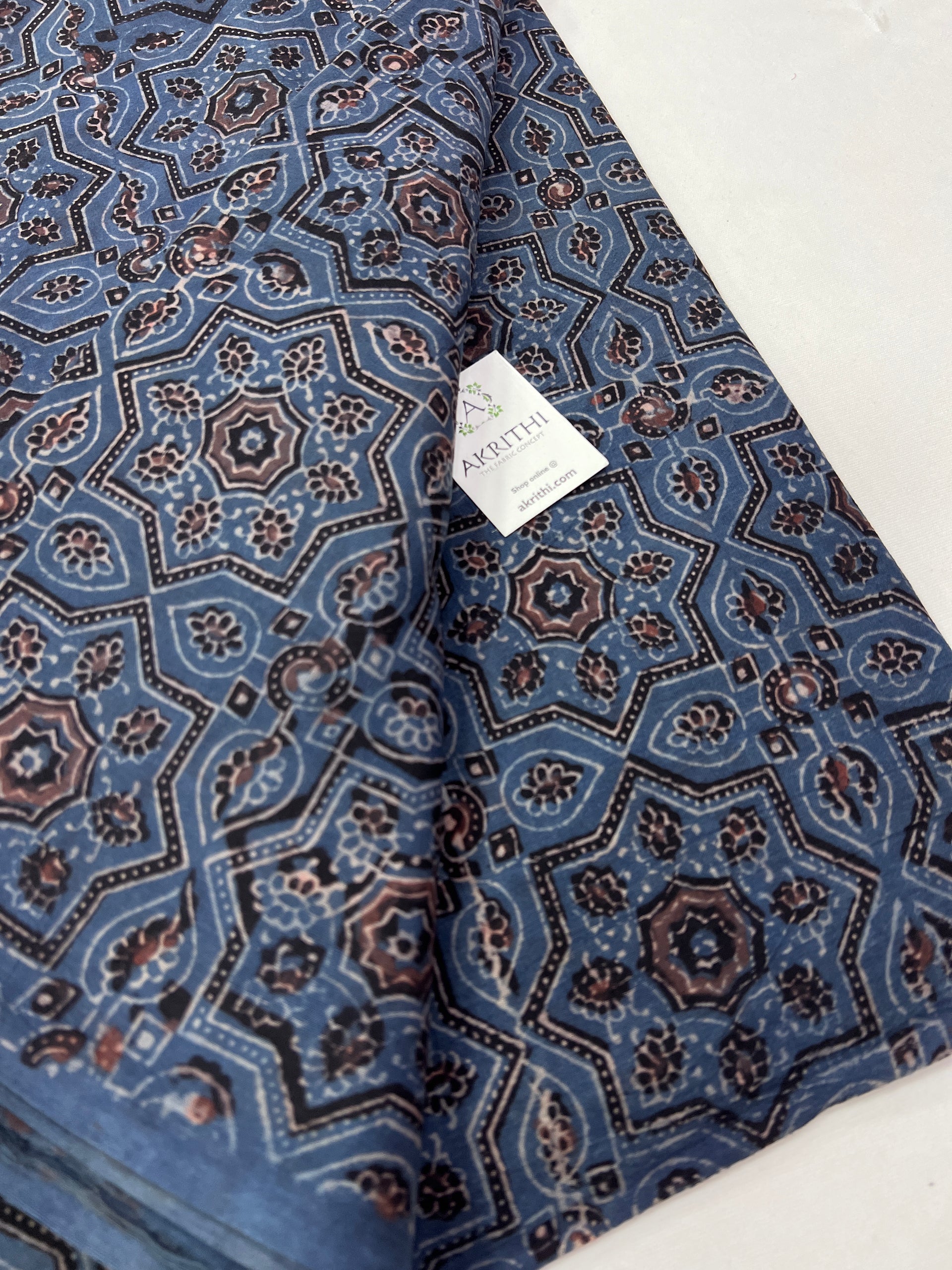 Ajrakh hand block pure cotton fabric
