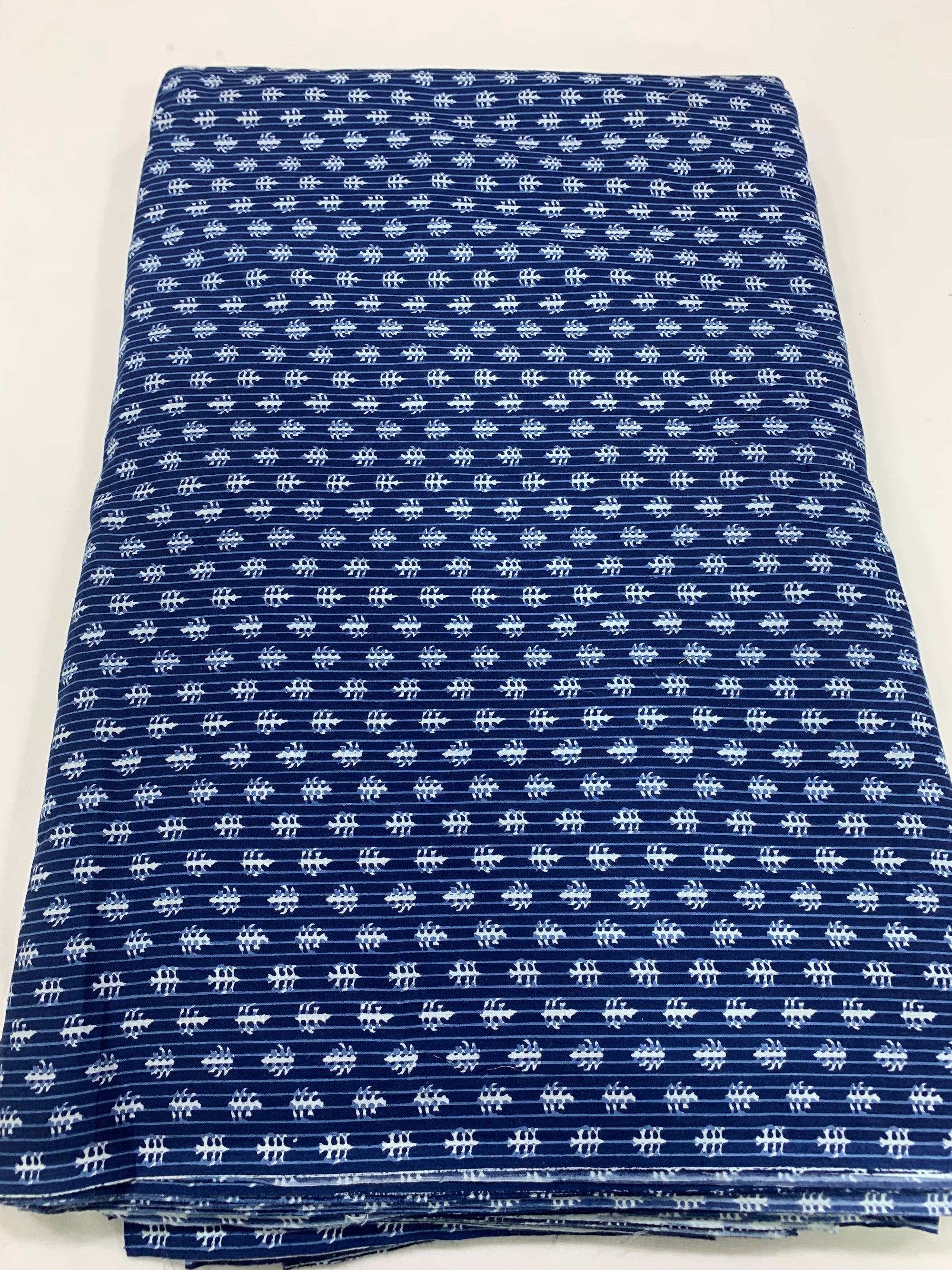 Printed indigo pure cotton fabric