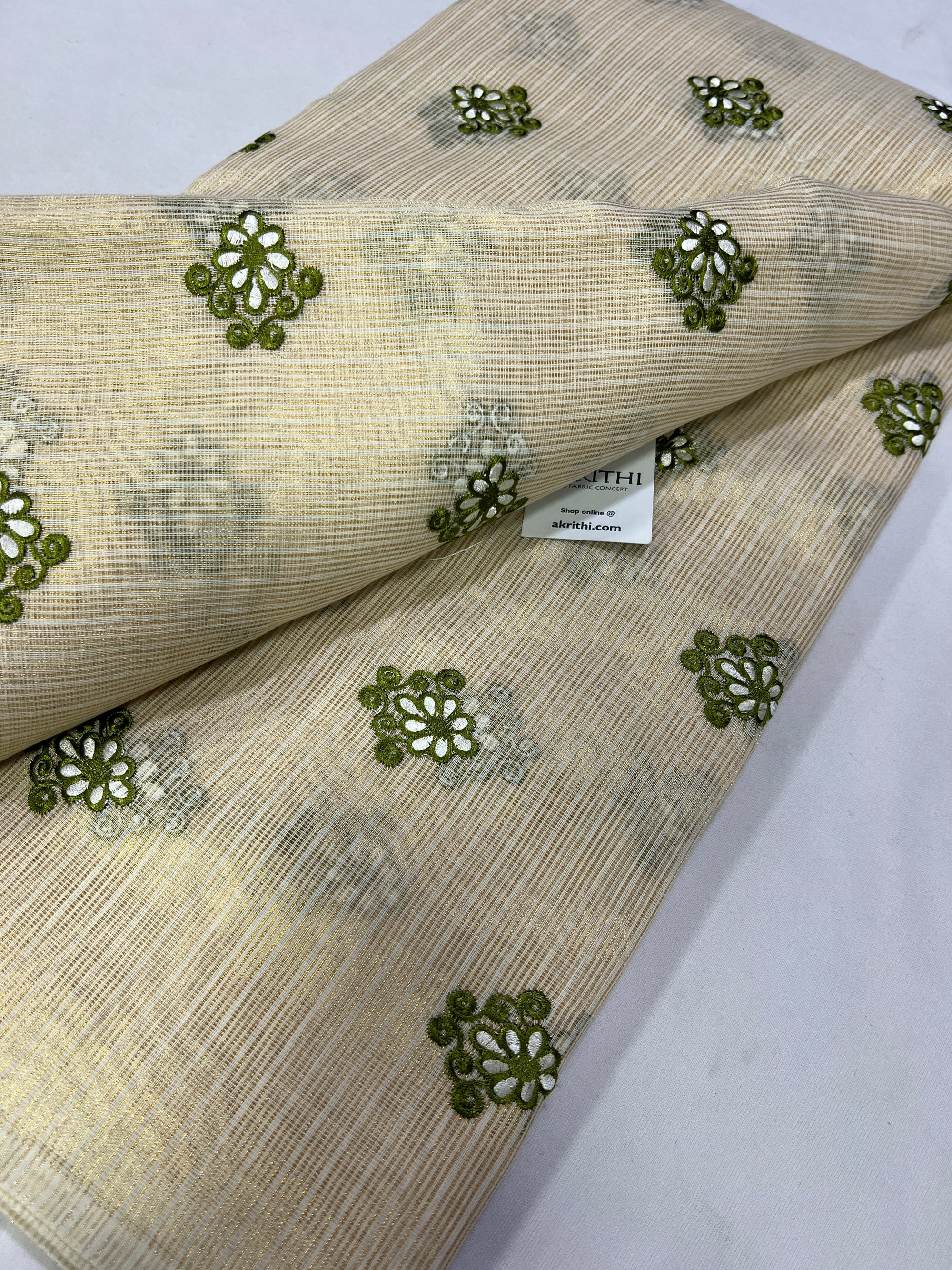 Pure Kota tissue embroidered fabric