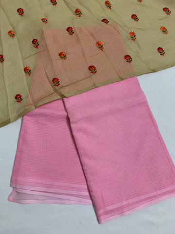 Kota doriya saree with embroidered blouse