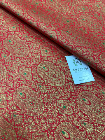 Handloom Banarasi brocade fabric with antique zari