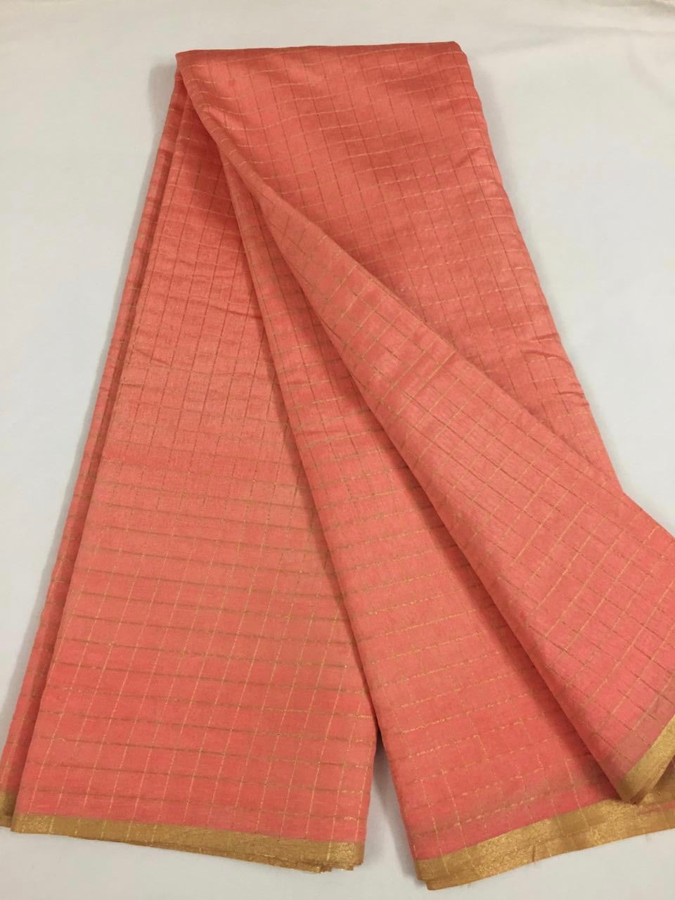 Silk cotton zari checks saree