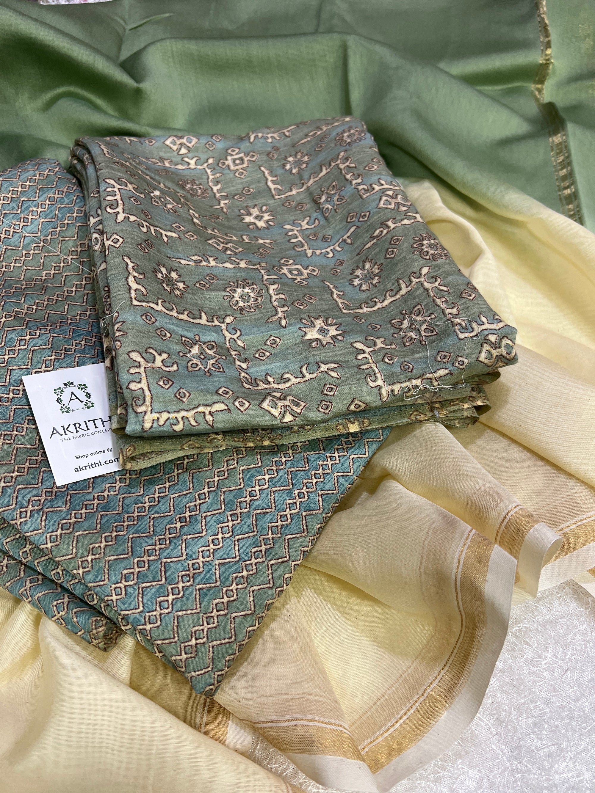 Printed silk salwar suit with chanderi dupatta