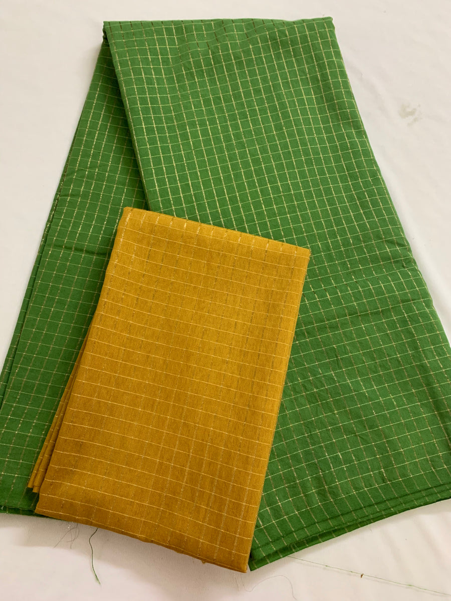 Silk cotton zari checks saree