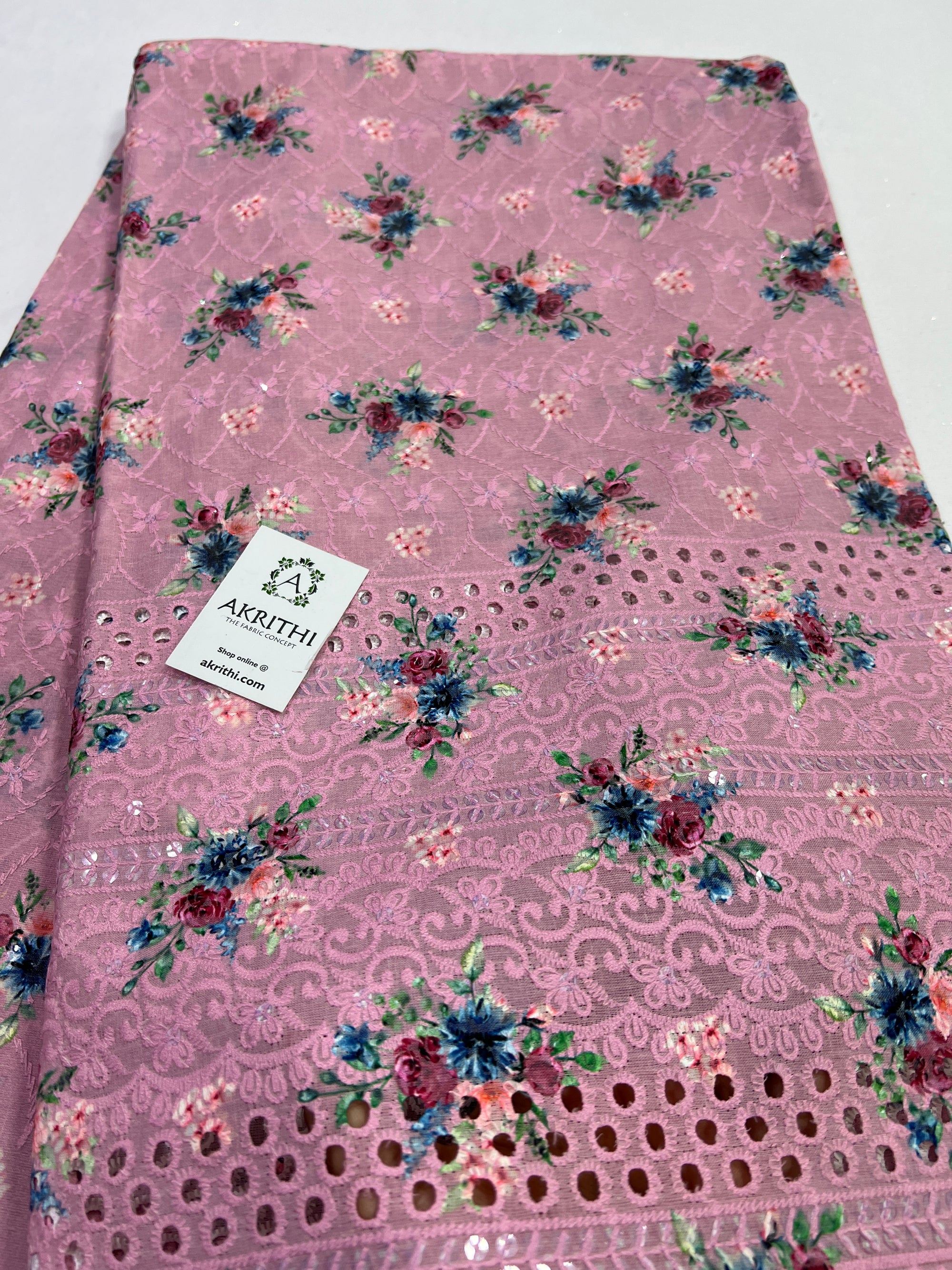 Hakoba printed Cotton schiffli fabric