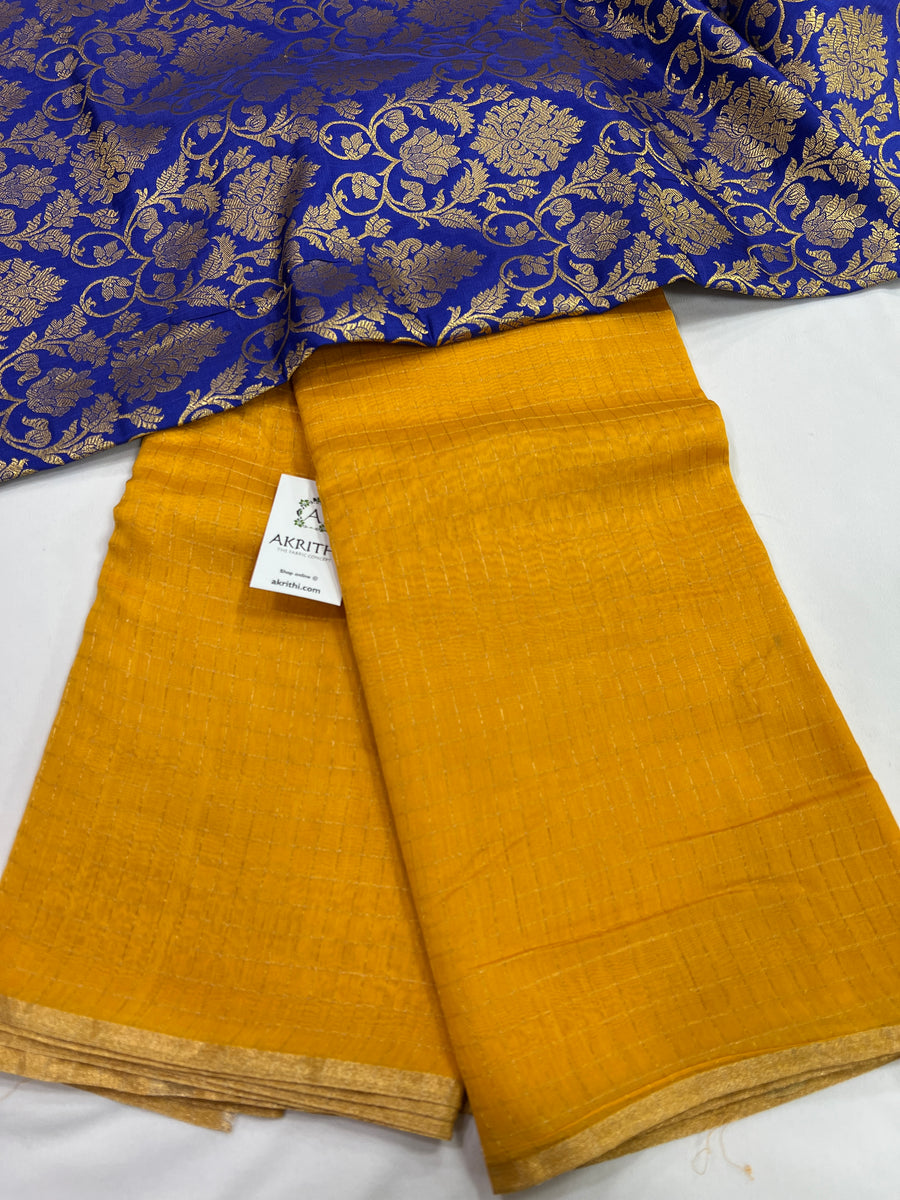Pure chanderi checks saree with banarasi blouse